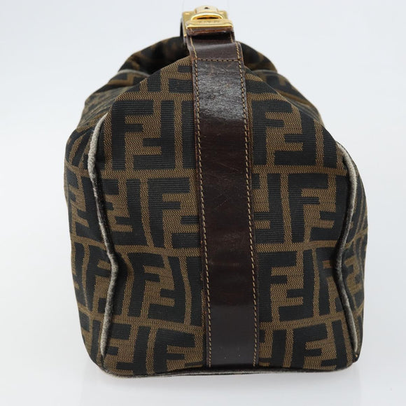 FENDI Zucca Canvas Vanity Bag Black Brown Auth 147546