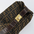 FENDI Zucca Canvas Vanity Bag Black Brown Auth 147546-5