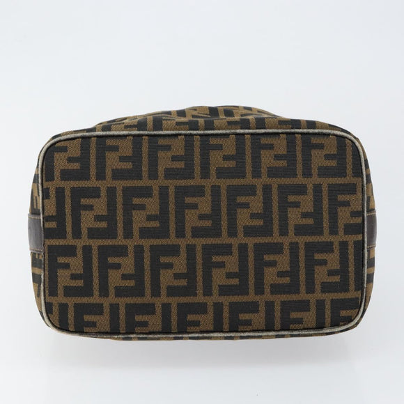 FENDI Zucca Canvas Vanity Bag Black Brown Auth 147546