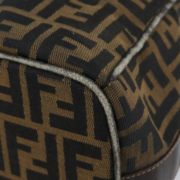 FENDI Zucca Canvas Vanity Bag Black Brown Auth 147546