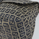 FENDI Zucchino Canvas Mamma Baguette Tote Bag Navy Silver Auth 147547-14