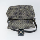 FENDI Zucchino Canvas Mamma Baguette Tote Bag Navy Silver Auth 147547-10