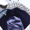 FENDI Zucchino Canvas Mamma Baguette Tote Bag Navy Silver Auth 147547-21