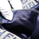 FENDI Zucchino Canvas Mamma Baguette Tote Bag Navy Silver Auth 147547-12