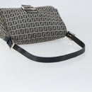FENDI Zucchino Canvas Mamma Baguette Tote Bag Navy Silver Auth 147547-7