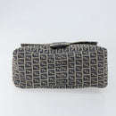 FENDI Zucchino Canvas Mamma Baguette Tote Bag Navy Silver Auth 147547-5