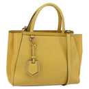 FENDI Petite 2JOURS Hand Bag Leather Yellow Silver Auth 147548-1