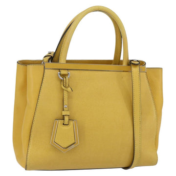 FENDI Petite 2JOURS Hand Bag Leather Yellow Silver Auth 147548