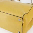FENDI Petite 2JOURS Hand Bag Leather Yellow Silver Auth 147548-15