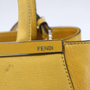 FENDI Petite 2JOURS Hand Bag Leather Yellow Silver Auth 147548-10