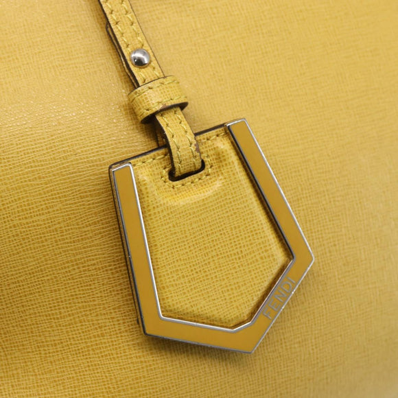 FENDI Petite 2JOURS Hand Bag Leather Yellow Silver Auth 147548
