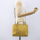 FENDI Petite 2JOURS Hand Bag Leather Yellow Silver Auth 147548-26