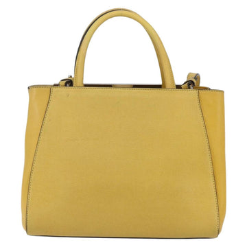 FENDI Petite 2JOURS Hand Bag Leather Yellow Silver Auth 147548 - 0