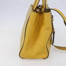 FENDI Petite 2JOURS Hand Bag Leather Yellow Silver Auth 147548-3