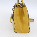 FENDI Petite 2JOURS Hand Bag Leather Yellow Silver Auth 147548-4
