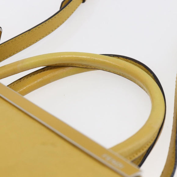FENDI Petite 2JOURS Hand Bag Leather Yellow Silver Auth 147548