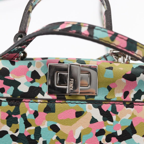 FENDI Micro Peek A Boo Hand Bag Leather Multicolor Auth 147549
