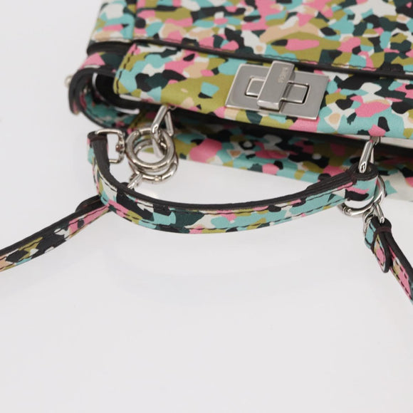 FENDI Micro Peek A Boo Hand Bag Leather Multicolor Auth 147549