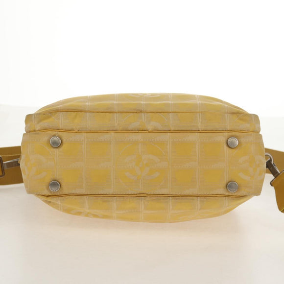 CHANEL New Travel Line Hand Bag Nylon 2way Yellow Silver CC Auth 147551