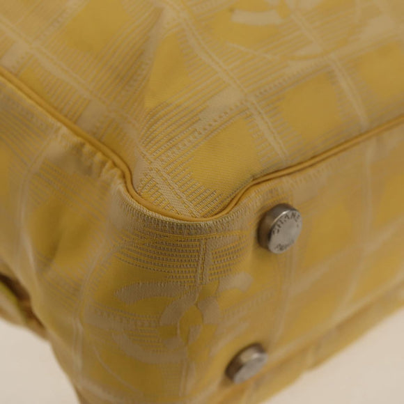 CHANEL New Travel Line Hand Bag Nylon 2way Yellow Silver CC Auth 147551