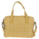 CHANEL New Travel Line Hand Bag Nylon 2way Yellow Silver CC Auth 147551-13