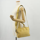 CHANEL New Travel Line Hand Bag Nylon 2way Yellow Silver CC Auth 147551-28