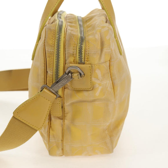 CHANEL New Travel Line Hand Bag Nylon 2way Yellow Silver CC Auth 147551
