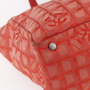 CHANEL New Travel Line Tote Bag Nylon Red Silver CC Auth 147552-11