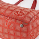 CHANEL New Travel Line Tote Bag Nylon Red Silver CC Auth 147552-12
