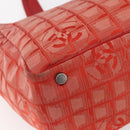 CHANEL New Travel Line Tote Bag Nylon Red Silver CC Auth 147552-13