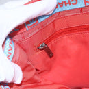 CHANEL New Travel Line Tote Bag Nylon Red Silver CC Auth 147552-15