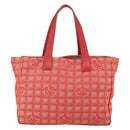 CHANEL New Travel Line Tote Bag Nylon Red Silver CC Auth 147552-3