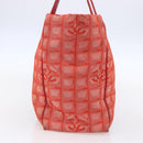 CHANEL New Travel Line Tote Bag Nylon Red Silver CC Auth 147552-5