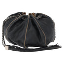 CHANEL Chain Shoulder Bag Leather Black Silver CC Auth 147553-1