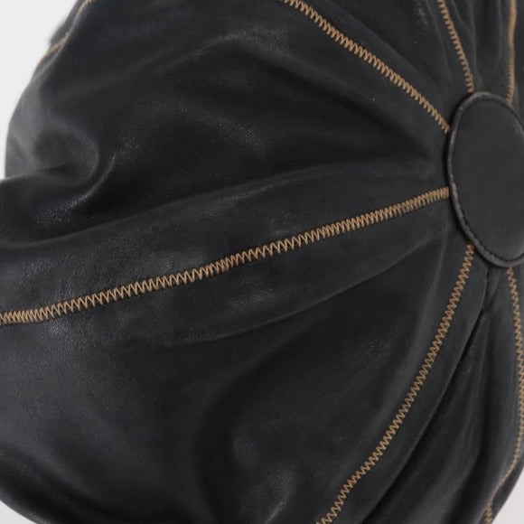 CHANEL Chain Shoulder Bag Leather Black Silver CC Auth 147553