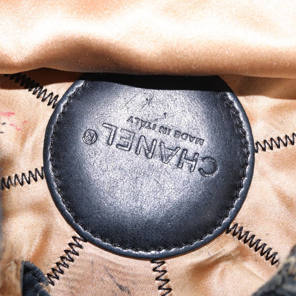 CHANEL Chain Shoulder Bag Leather Black Silver CC Auth 147553