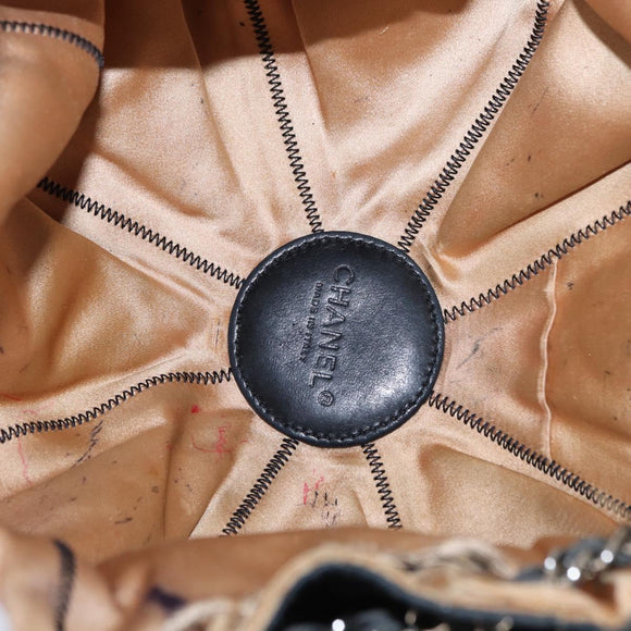 CHANEL Chain Shoulder Bag Leather Black Silver CC Auth 147553