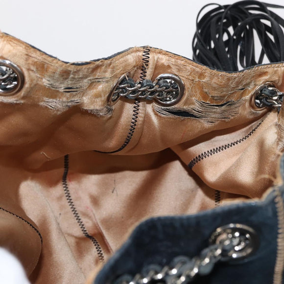 CHANEL Chain Shoulder Bag Leather Black Silver CC Auth 147553