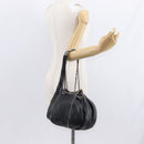 CHANEL Chain Shoulder Bag Leather Black Silver CC Auth 147553-19