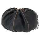 CHANEL Chain Shoulder Bag Leather Black Silver CC Auth 147553-2