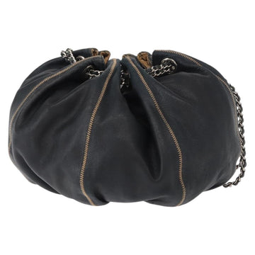 CHANEL Chain Shoulder Bag Leather Black Silver CC Auth 147553 - 0