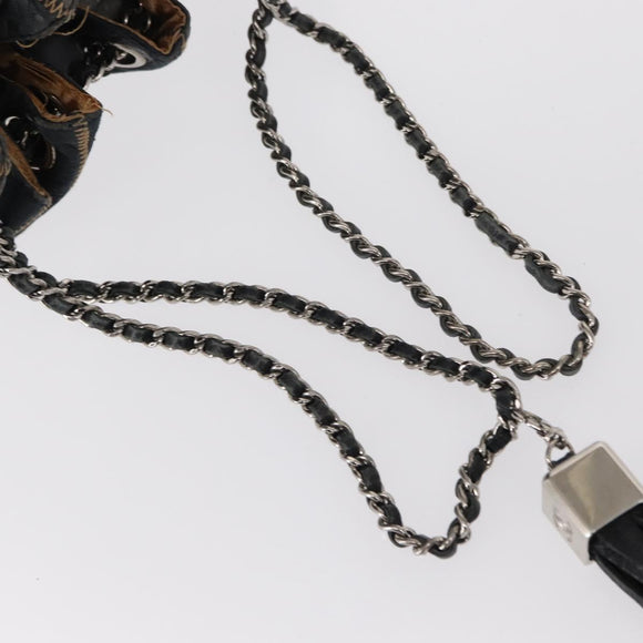 CHANEL Chain Shoulder Bag Leather Black Silver CC Auth 147553