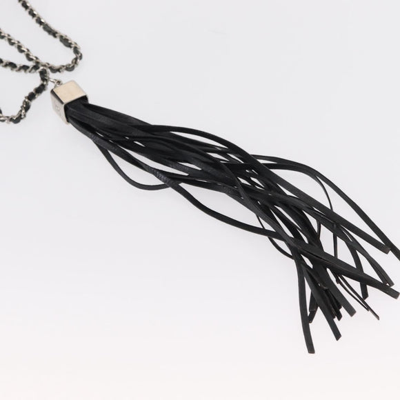 CHANEL Chain Shoulder Bag Leather Black Silver CC Auth 147553