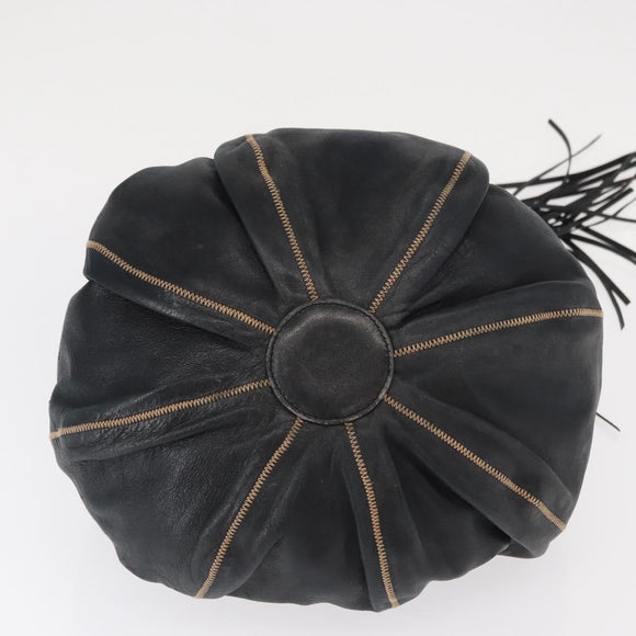 CHANEL Chain Shoulder Bag Leather Black Silver CC Auth 147553