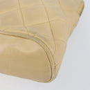 CHANEL Matelasse Chain Shoulder Bag Lamb Skin Beige Gold CC Auth 147554-8