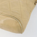 CHANEL Matelasse Chain Shoulder Bag Lamb Skin Beige Gold CC Auth 147554-16