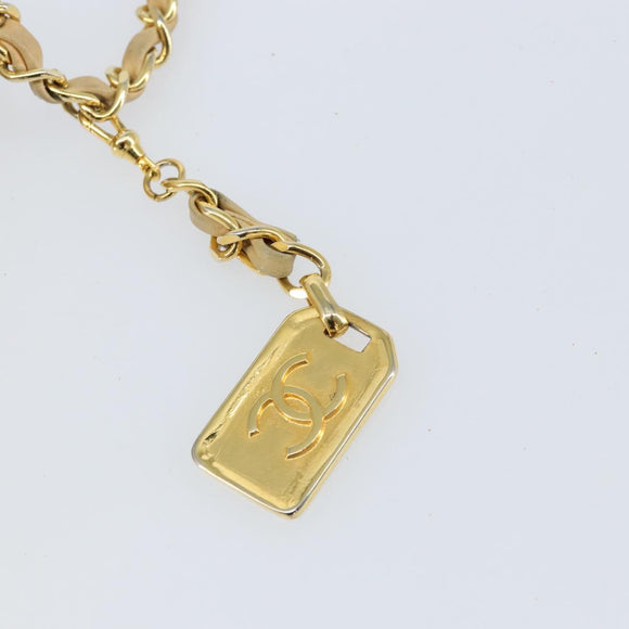 CHANEL Matelasse Chain Shoulder Bag Lamb Skin Beige Gold CC Auth 147554