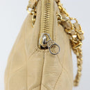 CHANEL Matelasse Chain Shoulder Bag Lamb Skin Beige Gold CC Auth 147554-10