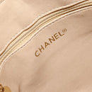 CHANEL Matelasse Chain Shoulder Bag Lamb Skin Beige Gold CC Auth 147554-18