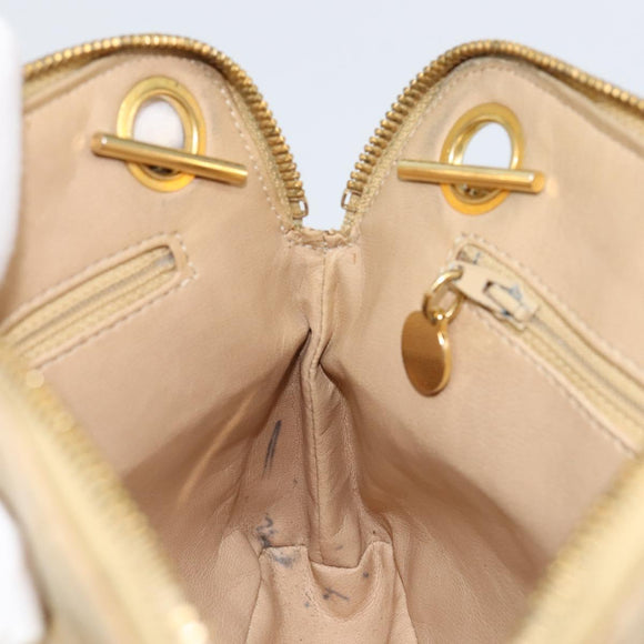 CHANEL Matelasse Chain Shoulder Bag Lamb Skin Beige Gold CC Auth 147554